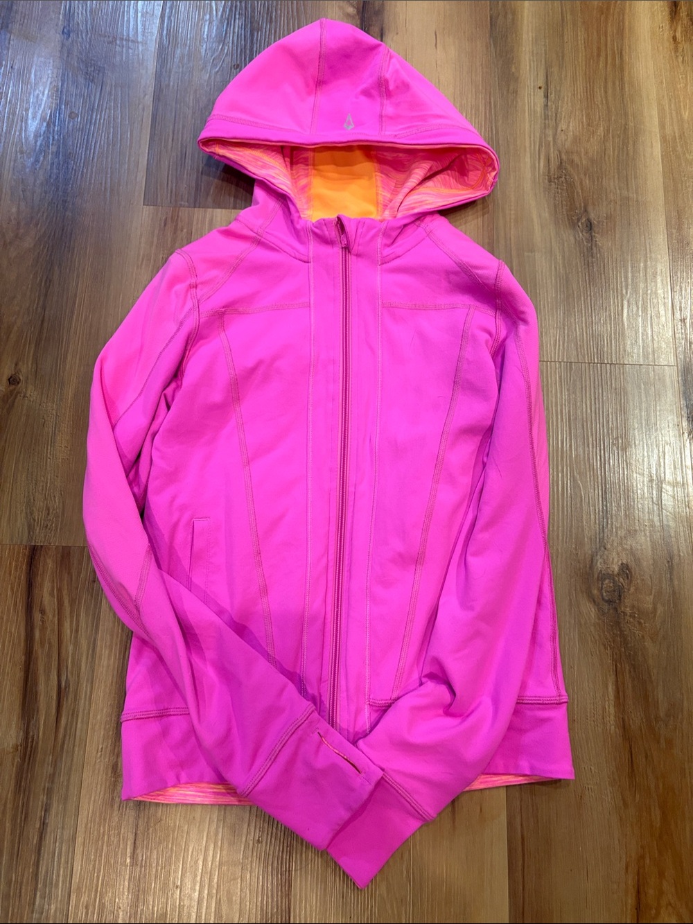 lululemon athletica Hot Pink Hooded Zip Jacket with Orange Lining reversible